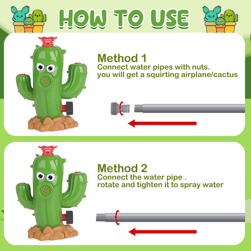 deAO Sprinkler Toy with Baseball Toy, Cacti Sprinkler Toy, Summer Water Toys, Pets Party Outdoor Toys Set, Beach Garden Lawn Party Game