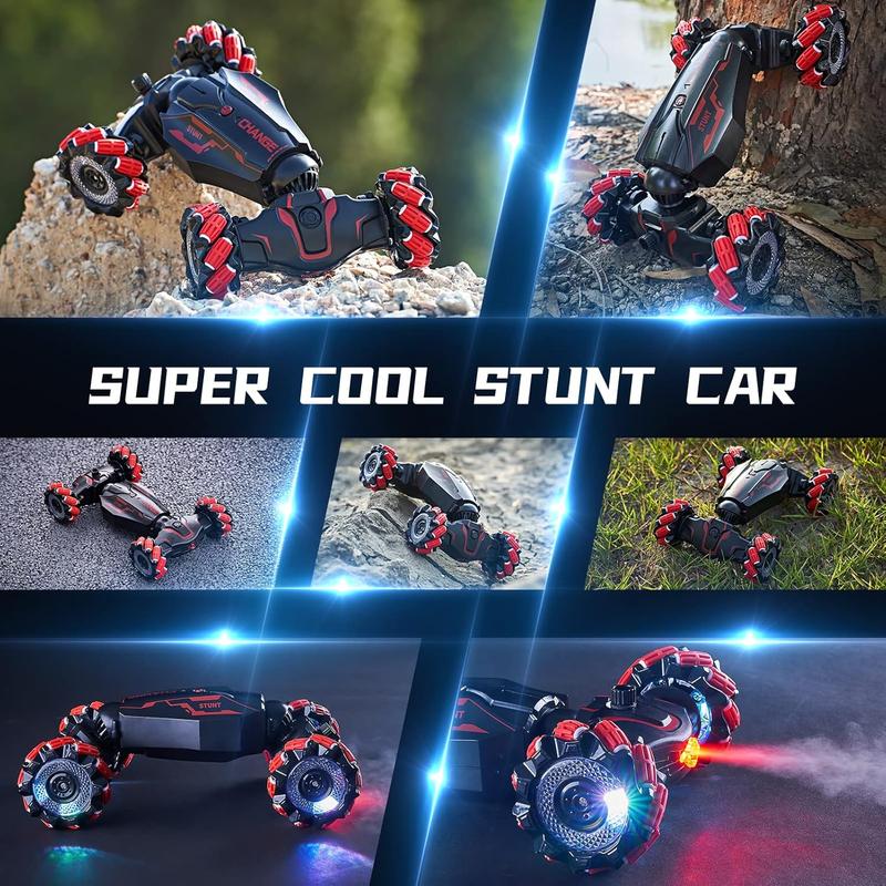 4WD Remote Control Gesture Sensor Car,Hand Controlled RC Stunt Car,Double-Sided Vehicle 360? Rotation with Light and Music Spray, Watch Toy Cars for Boys & Girls Birthday