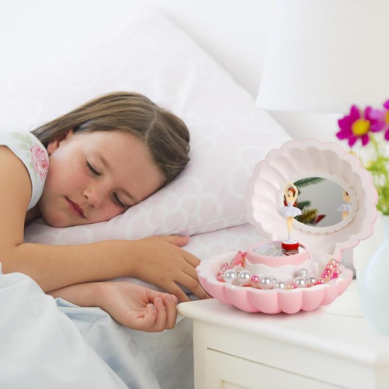 Music Box with Jewellery Set, Ballerina Jewelry Box for Girls, Daughters, Nieces, Musical Jewellery Box with LED Mirror for Birthday, Christmas, Children's Day, Kids Storage Box for Gift