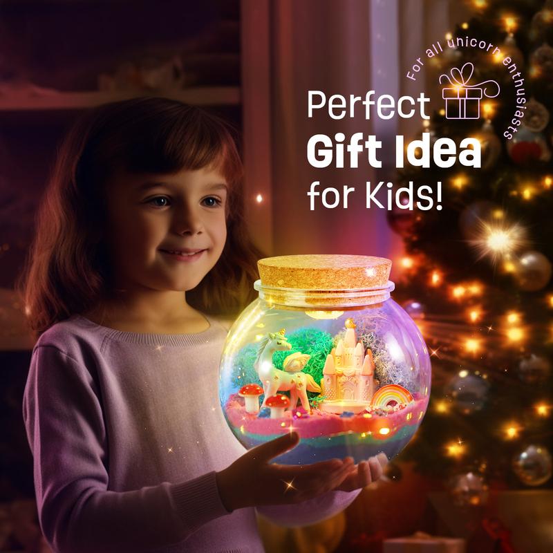 Unicorn Gifts for Girls - Unicorn Terrarium Kit for Kids - Birthday Gift for Girls Ages 4 5 6 7 8-12 Year Old - DIY Unicorn Toys for Girls - Arts and Crafts Kit for Kids - Best Girls Presents Stuff