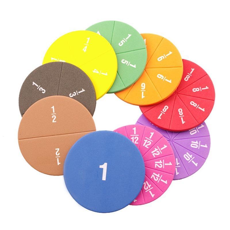 9pc set Math Circle, Fractional Addition and Subtraction Circle, Math Teaching Tool for Kids, Educational Supplies