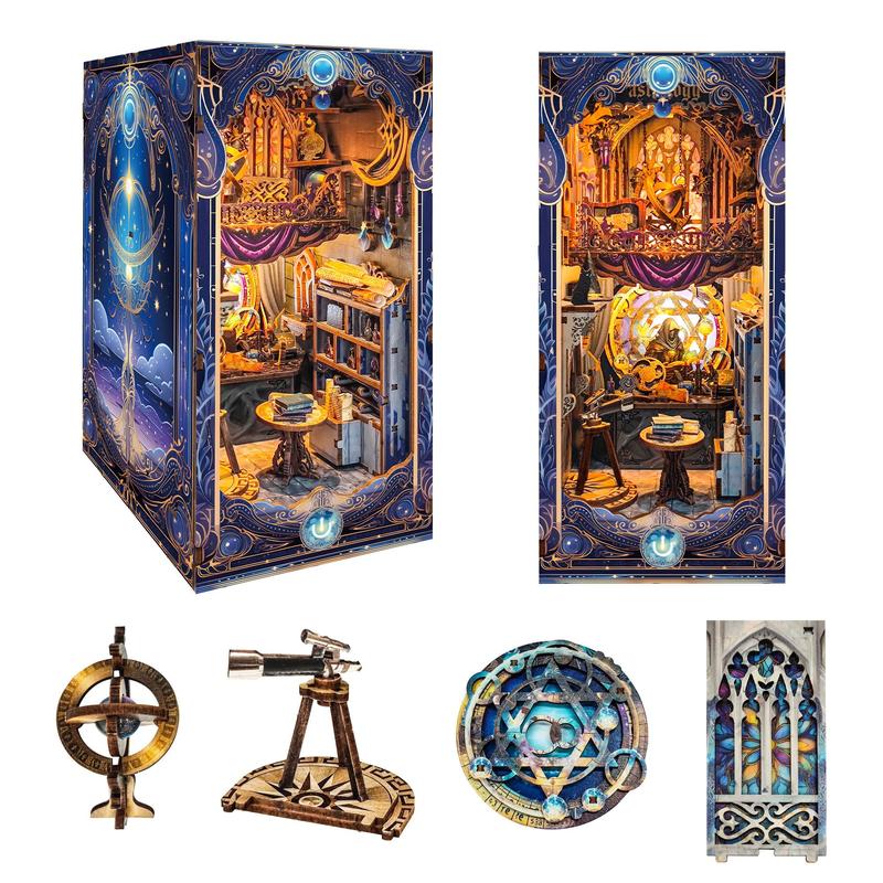 Magic Book Nook DIY Wooden Kit, 1 Box Magic Book Nook DIY Craft Kit with LED Light, DIY Wooden Craft Kit for Adults & Teens, Gift for Family & Friends, Christmas Gift