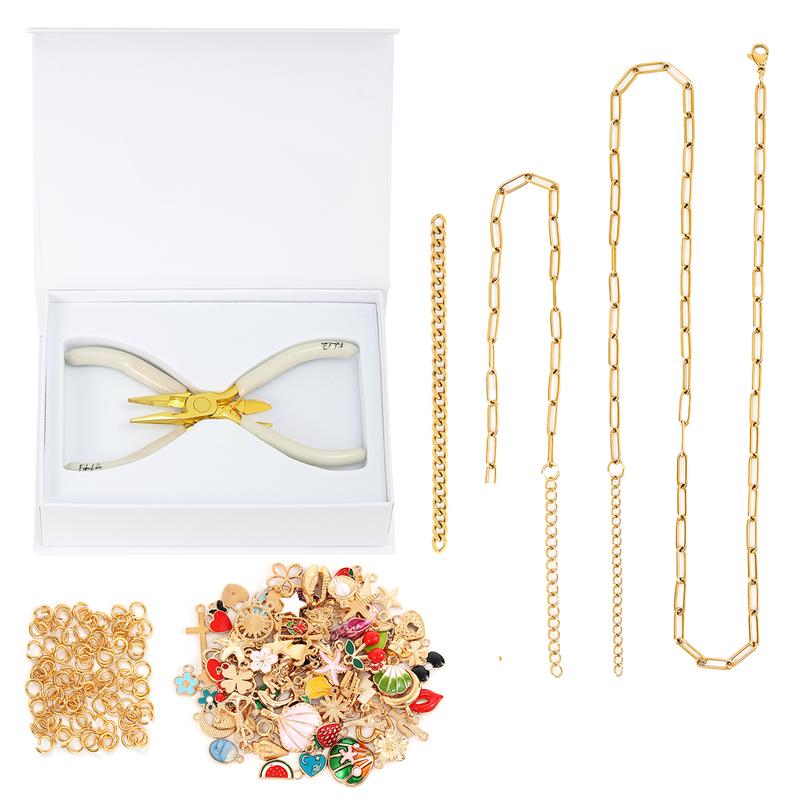 FabuLove Charm Jewelry Kit - DIY Necklace, Bracelet & Ring Set with 100+ Charms, Tools & Jump Rings | Personalized Accessories for Girls, Teens & Women | Fun Craft Activity for Friends & Family…