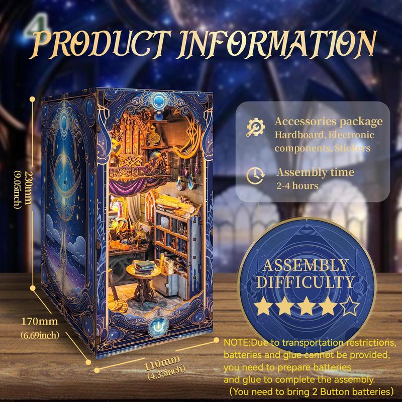 Magic Book Nook DIY Wooden Kit, 1 Box Magic Book Nook DIY Craft Kit with LED Light, DIY Wooden Craft Kit for Adults & Teens, Gift for Family & Friends, Christmas Gift