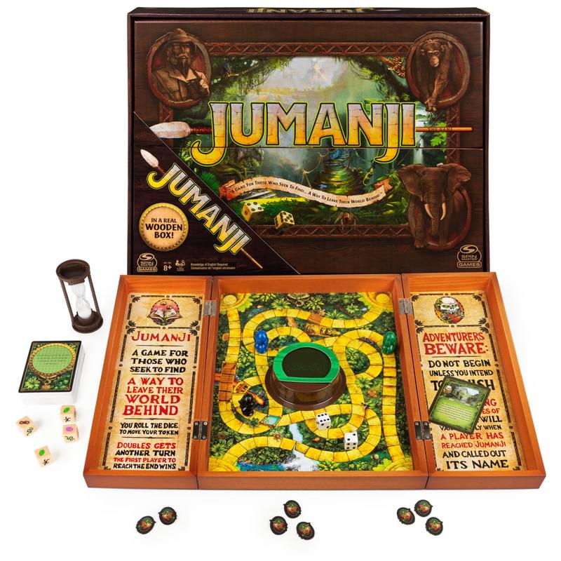 Jumanji The Game Real Wooden Box Edition of the Classic Adventure Board Game for Kids and Families Ages 8 and up