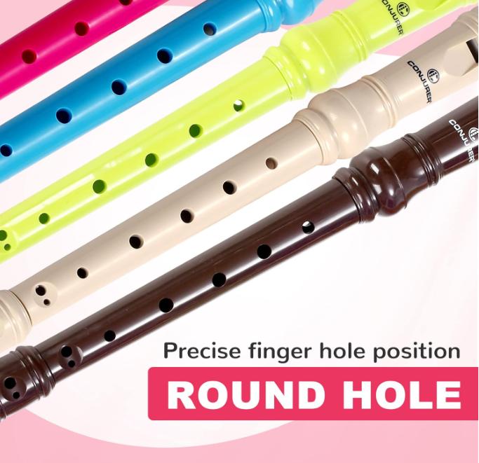 Soprano Recorder Instrument for Kids&Student - German Fingering 8 Hole Flute ABS Descant Recorders for Beginners with Cleaning Rod and Bag, Beige