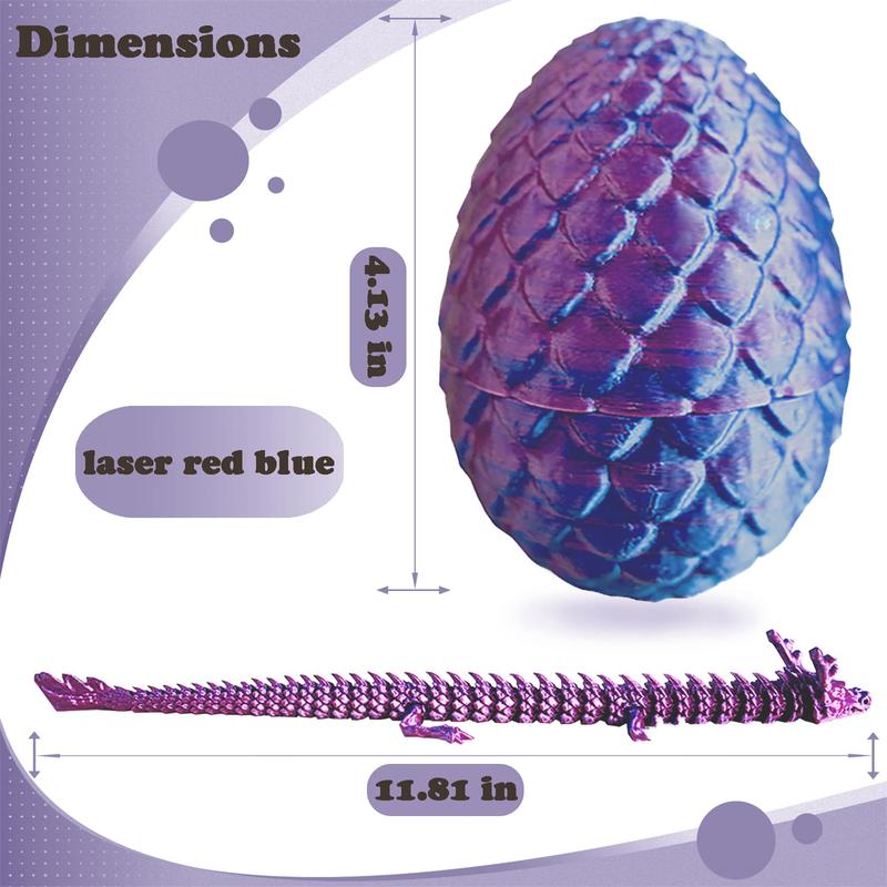 3D Printed Dragon in Dragon Egg,Flexible Joints Full Articulated Dragon with Egg,Office Home Decor Executive Desk Toys