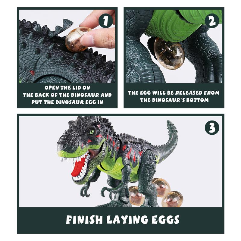 Wesprex Electronic Walking T-Rex: Flame Spray, Water Mist, Laying Eggs, Light Up Eyes, Roaring Sound, Realistic Toy for Kids 3+