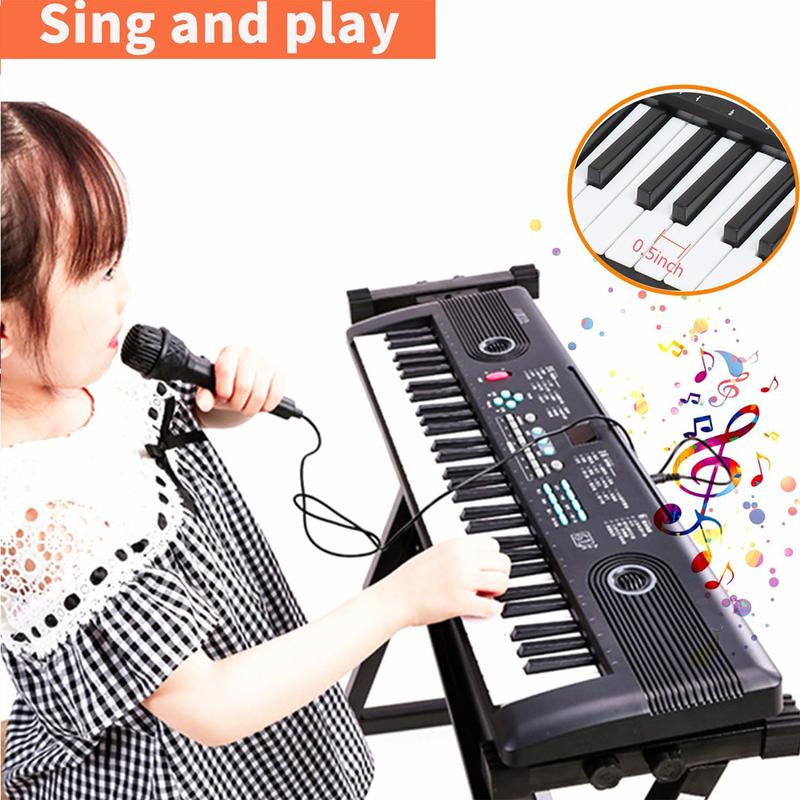 61 Key Electric Digital Piano for Kids Beginner Player with Mic - Portable Music Keyboard