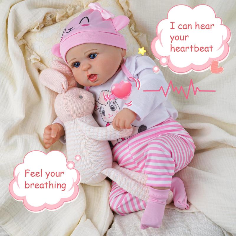 BABESIDE Reborn Baby Dolls with Voice Heartbeat and Breathing - Bailyn, 20 inches Realistic Newborn Soft Baby Dolls with Toy Accessories Gift Set for Kids Age 3+