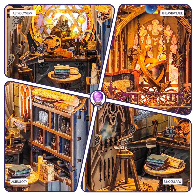 Magic Book Nook DIY Wooden Kit, 1 Box Magic Book Nook DIY Craft Kit with LED Light, DIY Wooden Craft Kit for Adults & Teens, Gift for Family & Friends, Christmas Gift