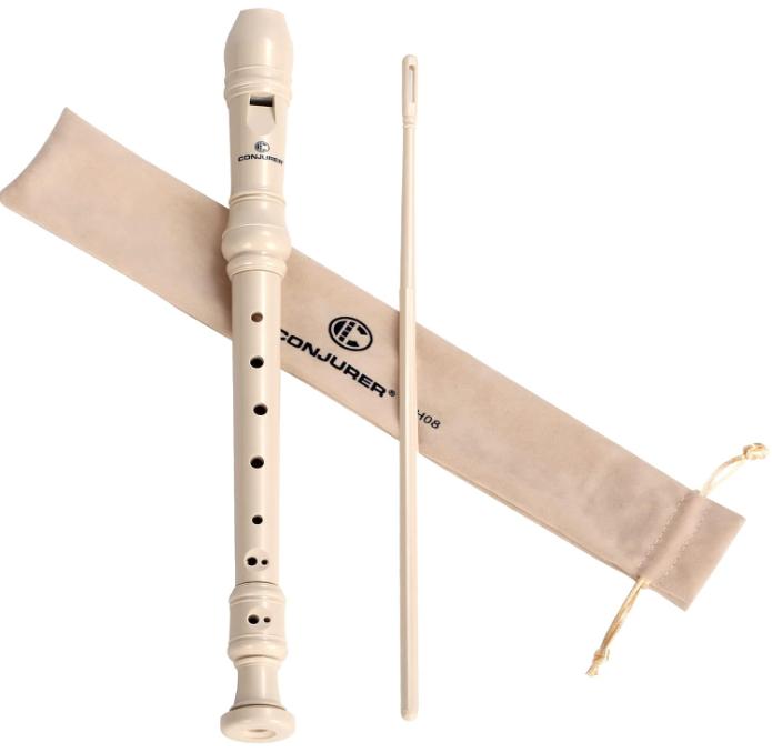 Soprano Recorder Instrument for Kids&Student - German Fingering 8 Hole Flute ABS Descant Recorders for Beginners with Cleaning Rod and Bag, Beige