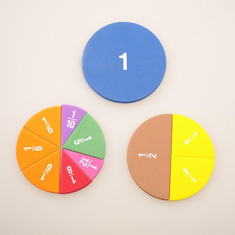 9pc set Math Circle, Fractional Addition and Subtraction Circle, Math Teaching Tool for Kids, Educational Supplies