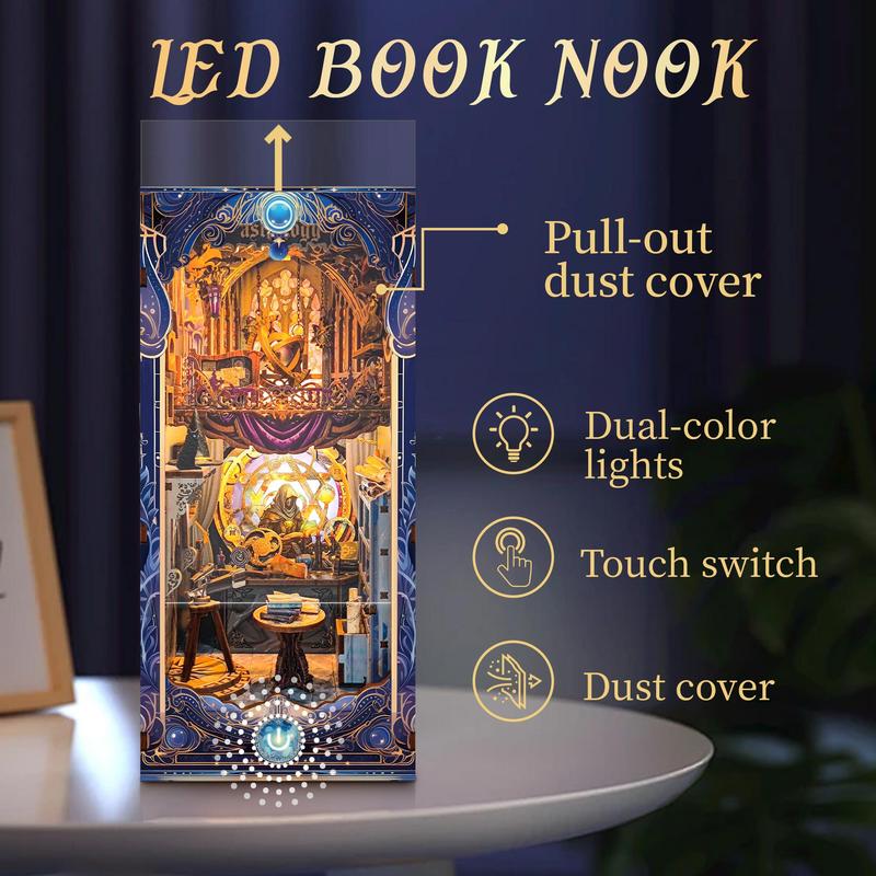 Magic Book Nook DIY Wooden Kit, 1 Box Magic Book Nook DIY Craft Kit with LED Light, DIY Wooden Craft Kit for Adults & Teens, Gift for Family & Friends, Christmas Gift