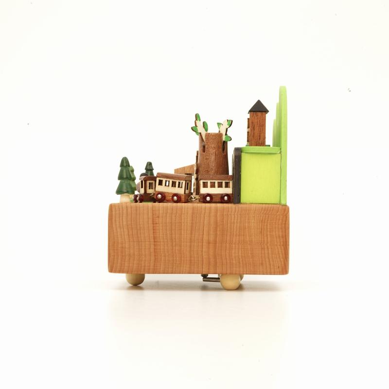 Wooden Music Box ,Country Series Train Dream Fairy Tale Town Music Box, Birthday Gift Healing Style Gift Box