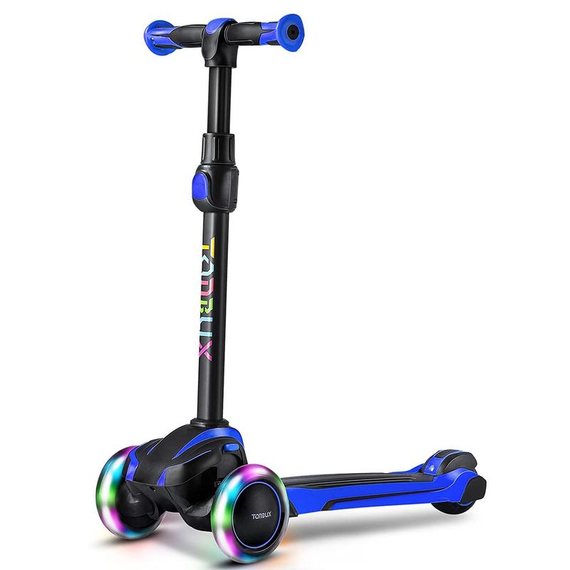 Kids Scooter for Age 3-12, Toddler Scooter with 4 Adjustable Heights, Light Up 3-Wheels Scooter, Shock Absorption Design, Lean to Steer, Balance Training Scooter for Kids