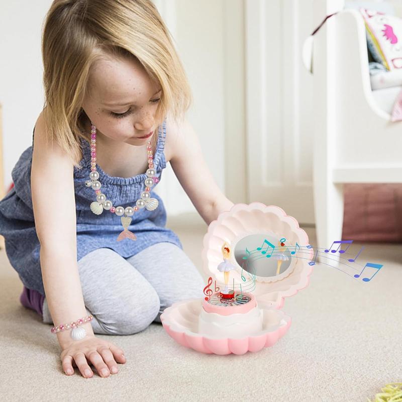 Music Box with Jewellery Set, Ballerina Jewelry Box for Girls, Daughters, Nieces, Musical Jewellery Box with LED Mirror for Birthday, Christmas, Children's Day, Kids Storage Box for Gift