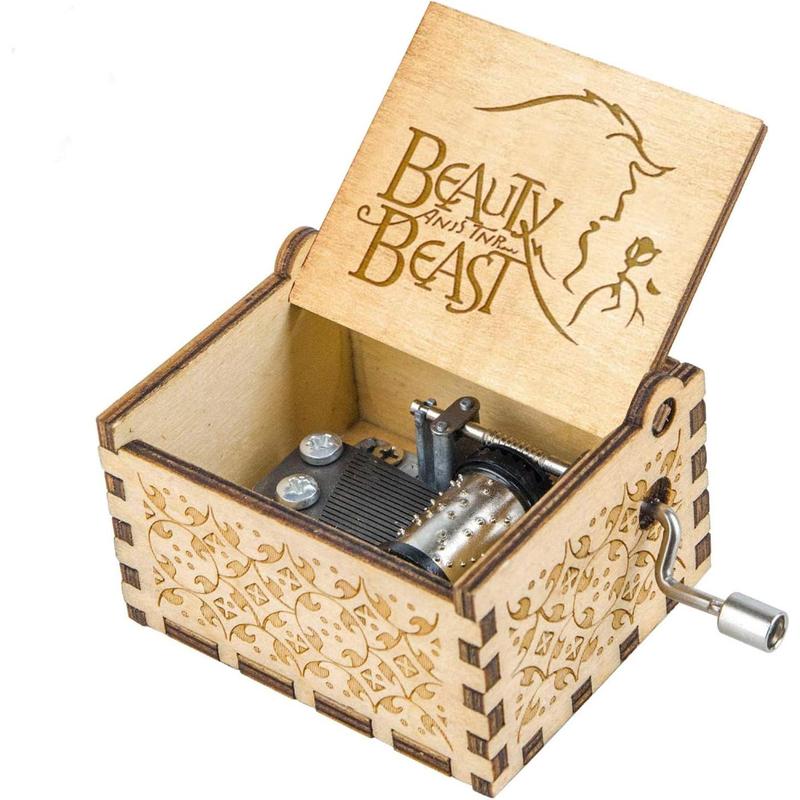Beauty and The Beast Music Box, Valentine Christmas Birthday Anniversary Wooden Gift for Wife Girlfriend Husband Boyfriend Girl Hand Crank Present