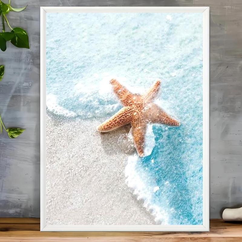 Starfish Pattern DIY Diamond Arts Painting Without Frame, 5D Diamond Arts Painting Kits, DIY Decor Painting For Home Bedroom Living Room And Office