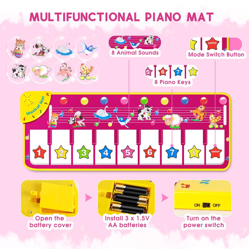Dance Mat Music Toy, Touch Play Electronic Dance Pad Dance Piano Mat - Musical  Animal Keyboard Touch Play Mat Interactive Piano Play Mat for Boys Girls,Christmas Birthday Gifts
