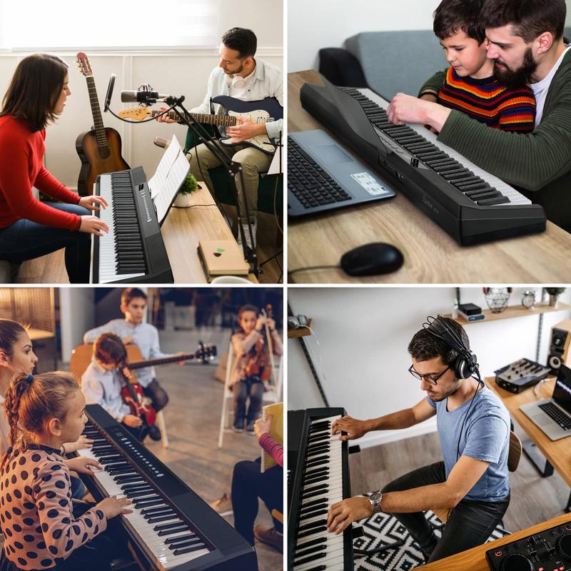 Asmuse  Valentine's Day Gift 88-Key Full Size Electric Piano Keyboard Set, Digital Piano with Sustain Pedal, Power Supply, Built-In Speakers, Black