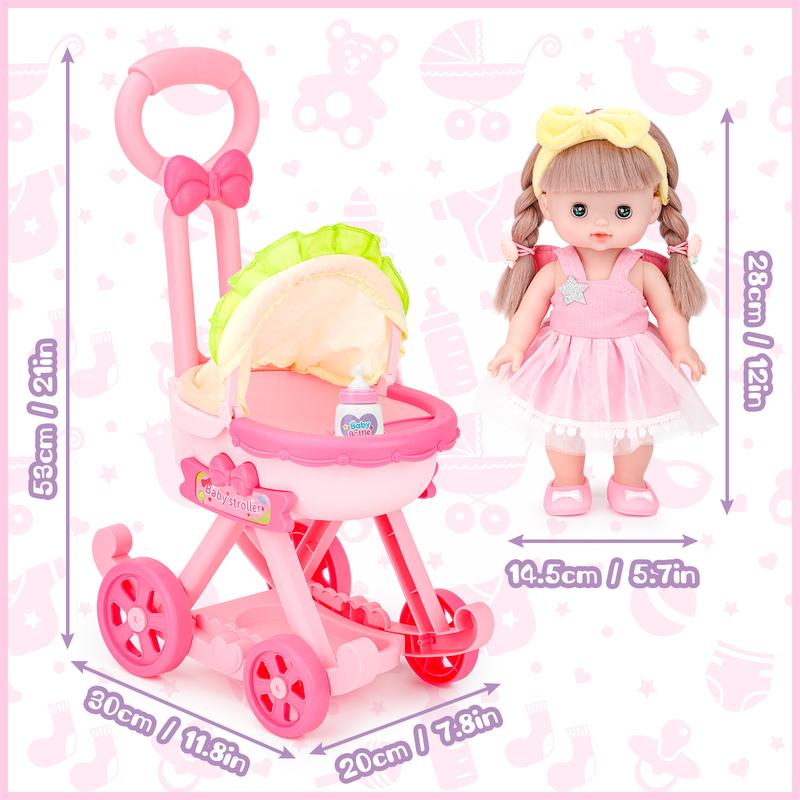deAO Doll Stroller with 12 inch Doll,12