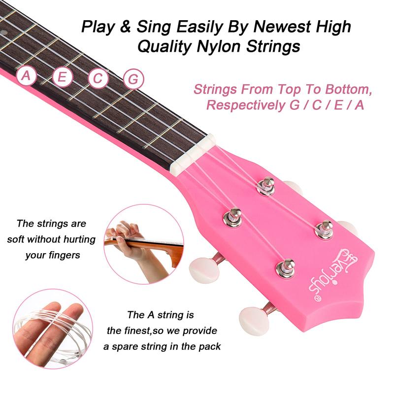 Soprano Ukulele Beginner Pack-21 Inch w Free Online Lesson Gig Bag Fast Learn Songbook Digital Tuner Pick All in One Kit