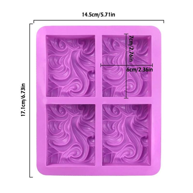 4-cavity Wavy Flower Silicone Soap Mold, DIY Handmade Soap Mold, Candle Mold, Essential Oil Soap Mold for Home Use