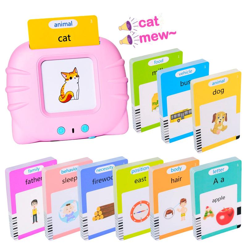 510 Talking Flash Cards for Kids 3-5 Years,Pocket Speech for Kids,Learning Montessori Toys,Speech Toys for Kids (Pink)