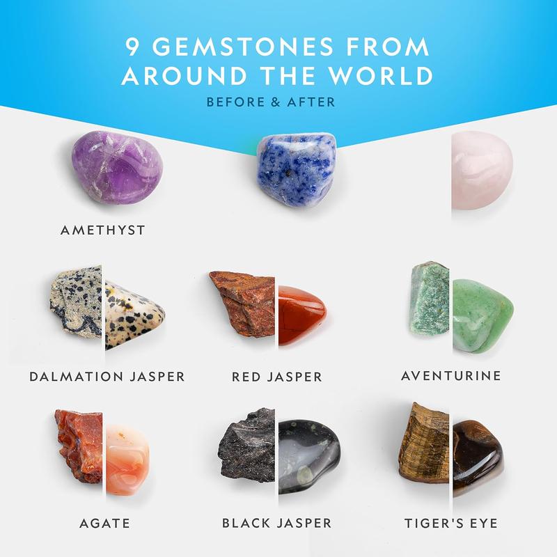 Rock Tumbler Kit – Hobby Edition Includes Rough Gemstones, and 4 Polishing Grits, Great STEM Science Kit for Geology Enthusiasts, Rock Polisher for Kids and Adults