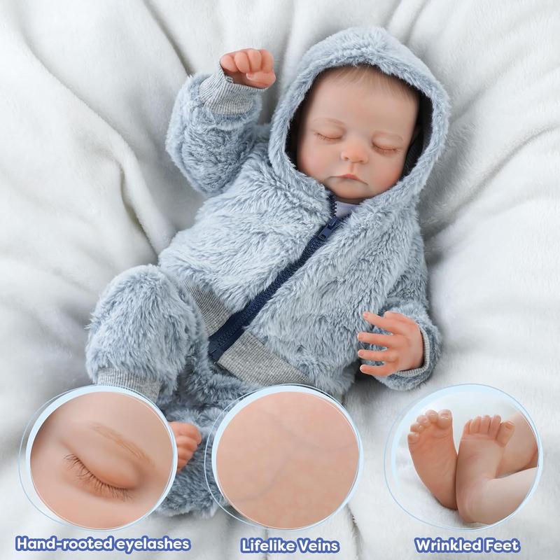 BABESIDE Lifelike Reborn Baby Dolls Boy - 17 inches Full Body Vinyl Anatomically Correct - Realistic Newborn Baby Dolls - Real Life Baby Doll Baby Boy with Feeding Kit Gift Box for Kids