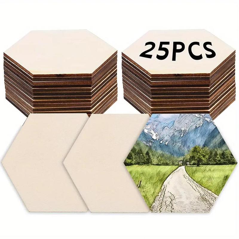 Unfinished Wooden Hexagon Piece, 100pcs 50pcs 25pcs 2 Inch Cutout For Wood Burning, Painting, Wall Decorations, DIY Woodworking Supplies
