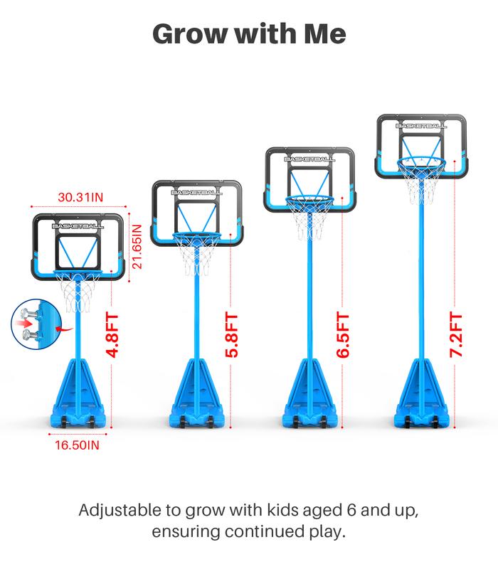 Geyiie Basketball Hoop Goals for Toddler Kids Teen, Adjustable Height Multiple Choice