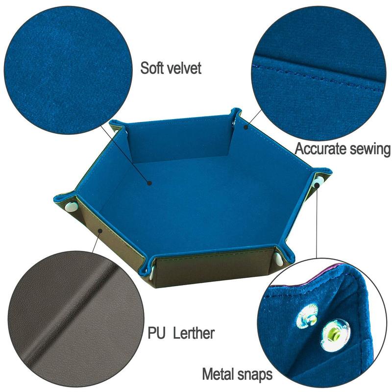 Double Sided Hexagonal Dice Tray (without Dice), Foldable Storage Box, Tabletop Dice Tray, Home Organizer for Home Office
