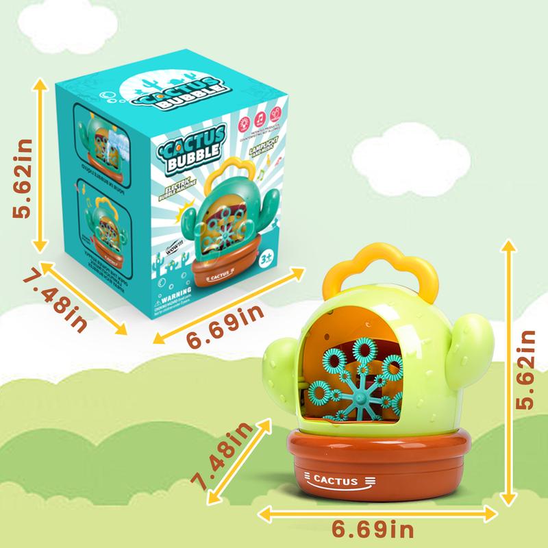 Cactus Bubble Machine Automatic Bubble Blower, 8 Wands 1000+ Bubbles Per Minute Bubble Maker with Light & Music, Bubble Toys for Outdoor Indoor Party Favor, Birthday Gift