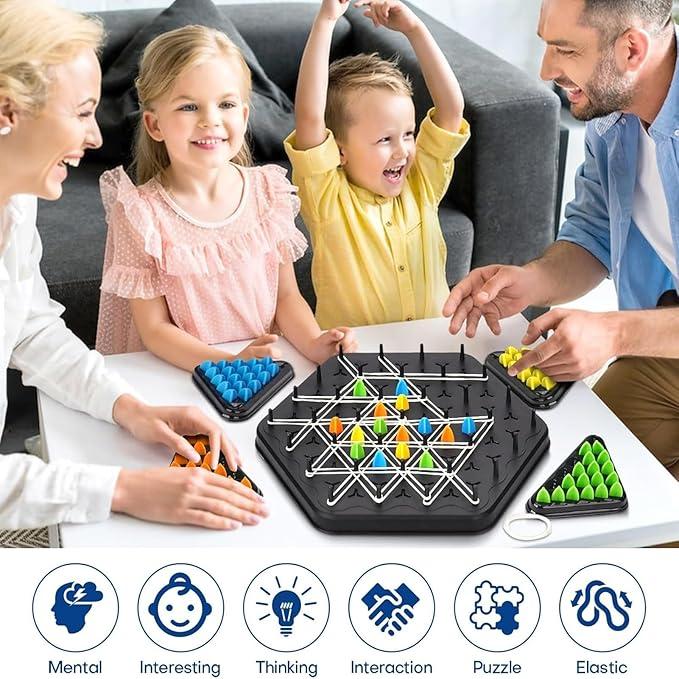 Chain Triangle Chess Game-Family Fun Night Chess Set,2 to 4 Players,Chain Chess Desktop Puzzle Strategy Games,Family Interactive Board Game,Hand-eye coordination game, birthday gifts,children's gifts,Party Leisure Interactive Game Props Triangle Chain