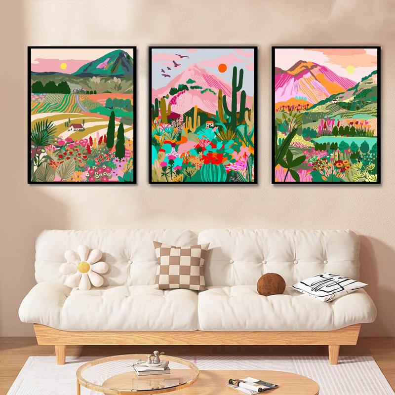 6 Pack Paint by Numbers for Adults-DIY Landscape Paint by Number on Canvas Without Frame,Scenery Oil Painting for Gift Home Wall Decor(6 Pack,12x16inch)