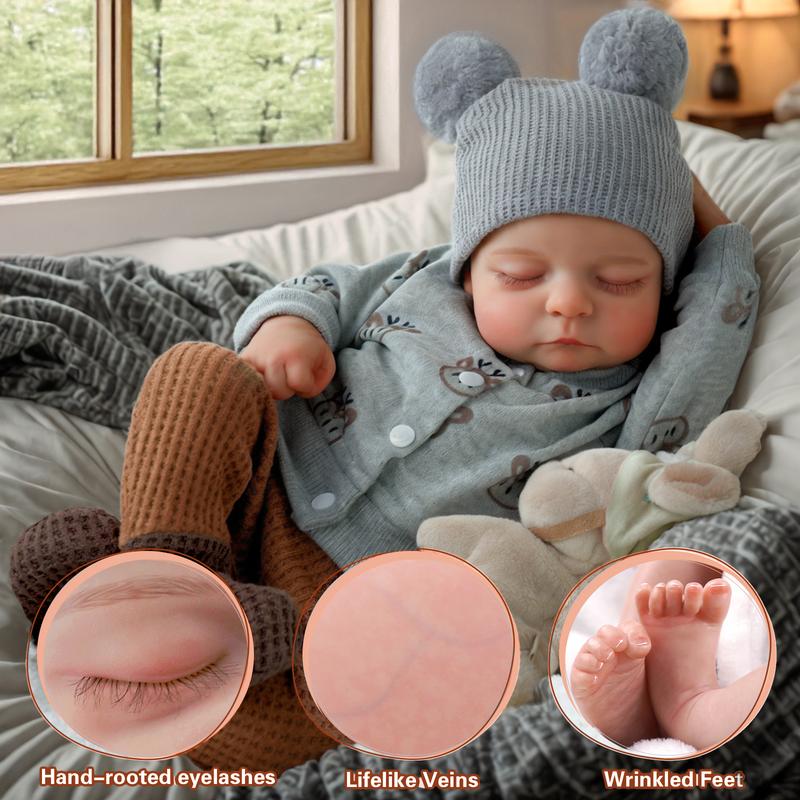 Babeside Lifelike Reborn Baby Dolls Boy - 17-Inch Soft Body Realistic-Newborn Full Body Vinyl Anatomically Correct Real Life Baby Dolls with Toy Accessories for Kids Age 3 4 5 6 7 +