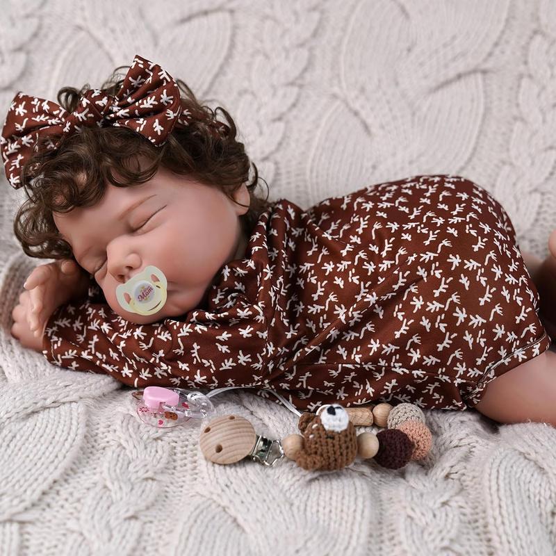 BABESIDE 18-inch Lifelike Reborn Baby Doll - Soft Body Realistic Newborn Girl with Bow Headband, Handmade Gift for Kids Age 3+