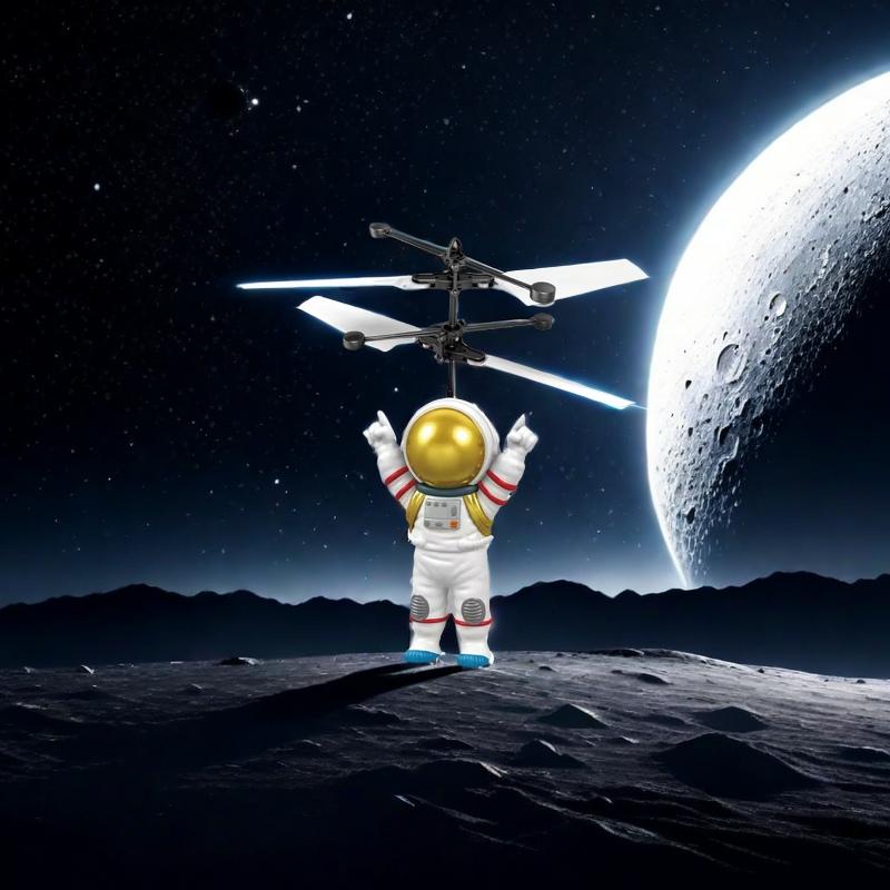 Astronaut-Themed Illuminated Flying Craft Toy - Cool Glowing Sensor-Controlled Helicopter for Youngsters