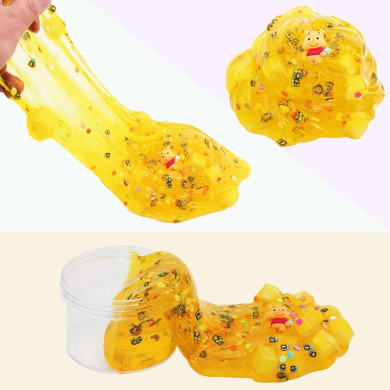 5 Pack Clear Jelly Cube Slime Kit, with Cute Charms Crystal Slime Kit Super Soft and Non-Sticky,Rich Colors Stress Relief Toy for Girls and Boys