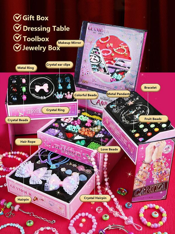 Jewelry Making Kit, 1500pcs set DIY Jewelry Making Beads & Box, Fashion Accessories for Bracelet Necklace Earrings for Women & Girls
