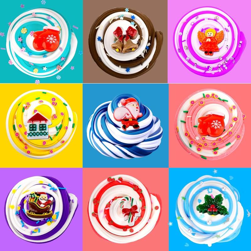 Christmas  gift 9 Pack Dual Color Butter Slime Kit,Super Soft and Non-Sticky Christmas Stocking Fillers,Cute and Cheap Bought as a Gift.DIY Slime Kit for Girls Boys, Kids Party Favors Slime Putty Toy