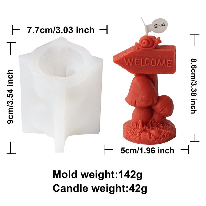 3D Mushroom Shaped Silicone Mold, 1 Count Mushroom Candle Mold, Aromatherapy Plant Scented Beeswax Soap Decoration Mold, DIY Candle Making Mold, Christmas Gift