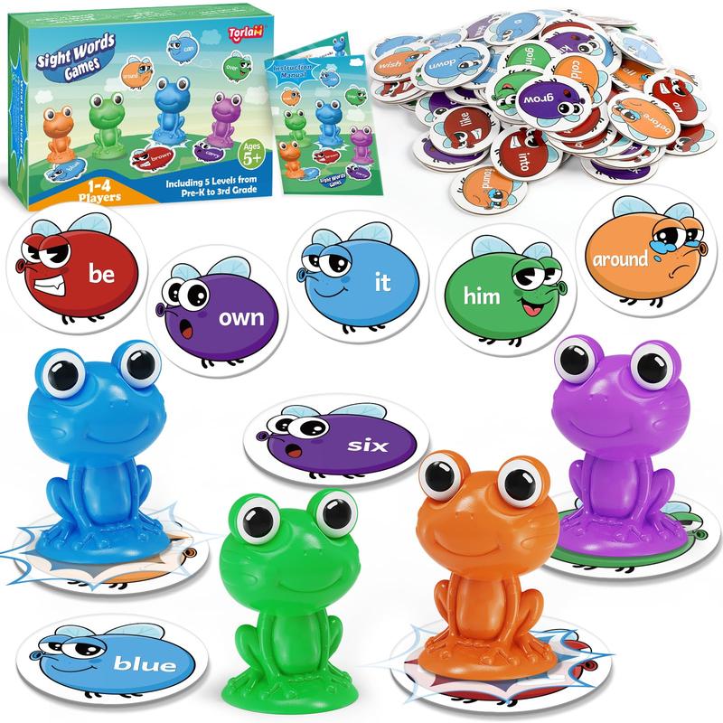 Sight Word Games,Frog stomp sets, Educational Indoor Games Flash Cards, Phonics Learning Games