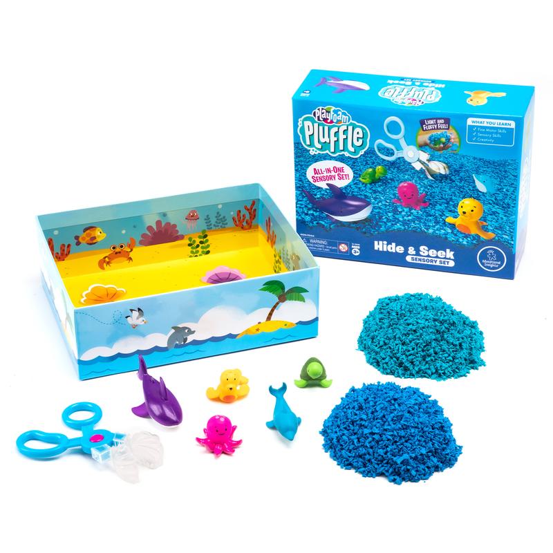 Educational Insights Playfoam Pluffle Ocean Sensory Set with 2 Colors of Playfoam Pluffle, 9 Piece Set, Ages 3+1