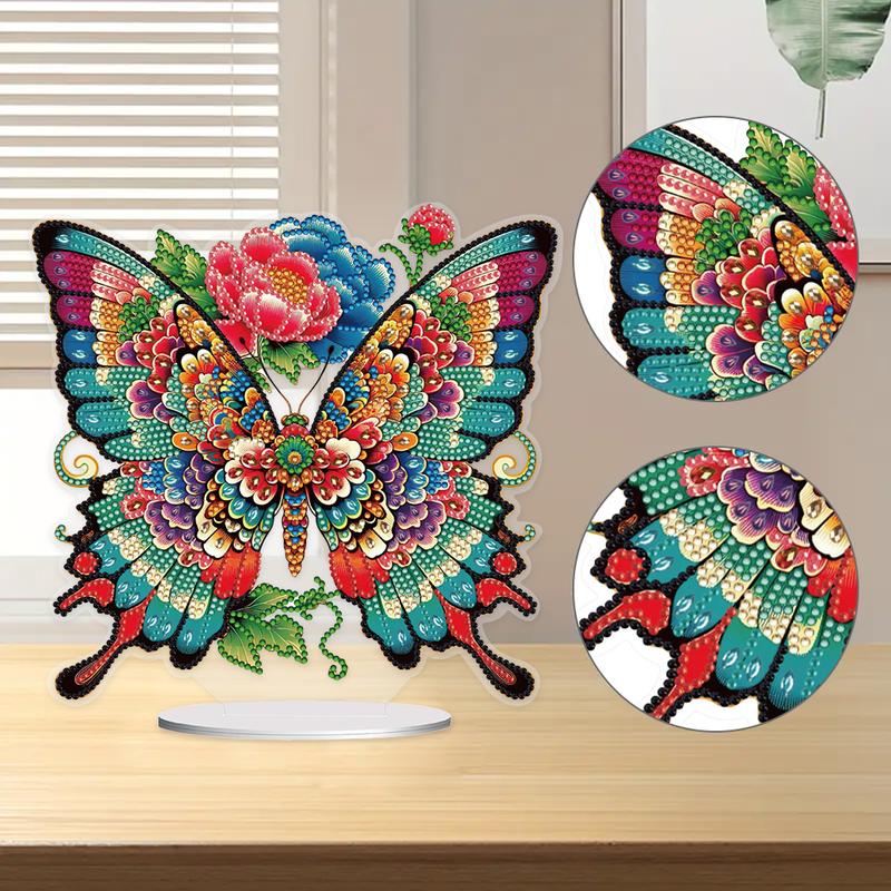 Colorful Butterfles Diamond Art Kits for Home Office DIY Acrylic Desktop Decor -1194085 diamonds are