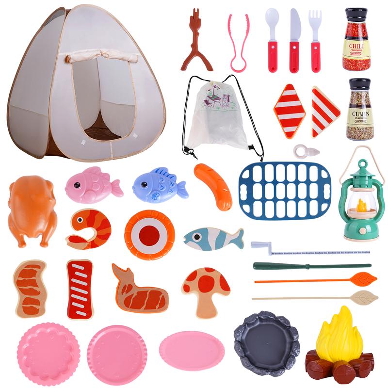 Kids Tent Set, Indoor Outdoor Pretend Play Game, Pop-up Tent Toy Set Birthday Christmas Gift for Toddlers Kids