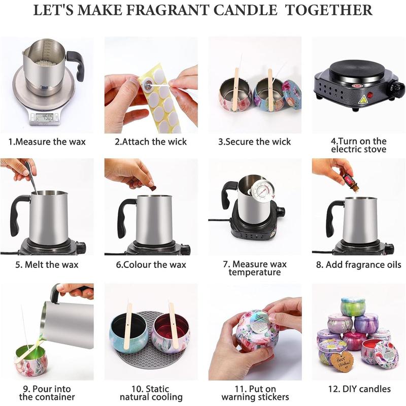 Candle Making Kit with Wax Melter, Candle Making Kit for Adults, Candle Kit - DIY Starter Soy Candle Making Kit -  as Home Decorations