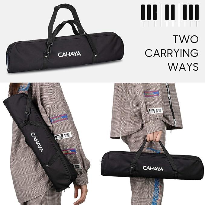 CAHAYA Black Melodica 32 Keys Double Tubes Mouthpiece Air Piano Keyboard Musical Instrument with Carrying Bag, Gift for Kids and Musicians